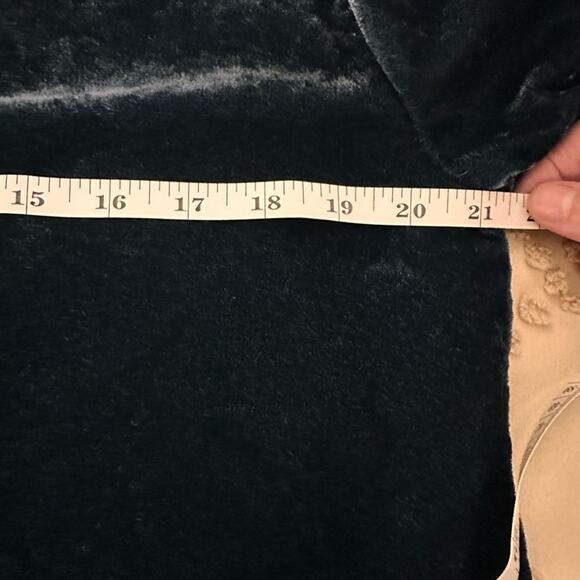 Melloday Crushed Velvet Hi Lo Top Navy, size S - Picture 4 of 5